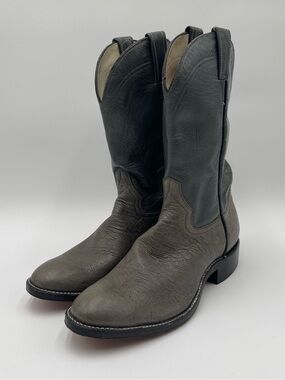 Roper Boots Mens Unbranded Leather Western Gray Two Tone Sz 8.5